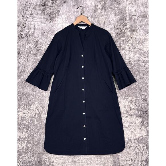 New Foxcroft Dress 8 Womens Navy Blue Non Iron Stretch Band Collared Shirt Style - Picture 1 of 9